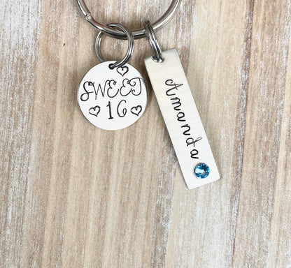Girls 16th Birthday, Sweet 16 Keychain, Sweet Sixteenth Birthday Gift, Personalized Sweet 16 Keychain,Sweet 16 Gifts,Sweet 16 Birthday,