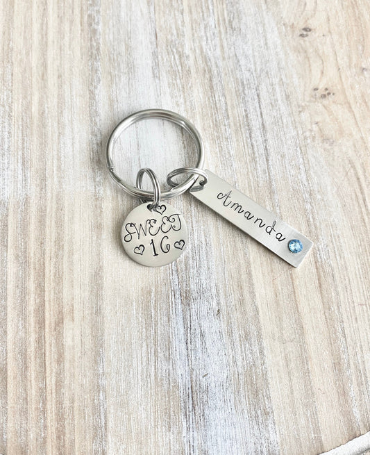 Girls 16th Birthday, Sweet 16 Keychain, Sweet Sixteenth Birthday Gift, Personalized Sweet 16 Keychain,Sweet 16 Gifts,Sweet 16 Birthday,