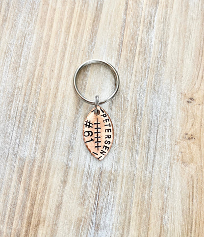 Copper Football Keychain, Football Team Gift, Football Gifts, Football Gift, Senior Night Gift, Football Senior Gifts, Football Keychain