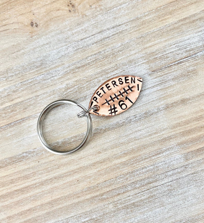 Copper Football Keychain, Football Team Gift, Football Gifts, Football Gift, Senior Night Gift, Football Senior Gifts, Football Keychain