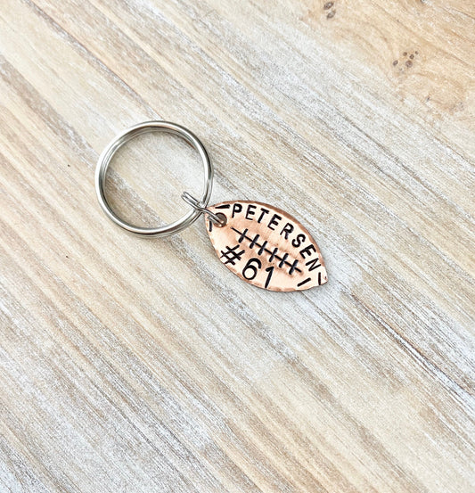 Copper Football Keychain, Football Team Gift, Football Gifts, Football Gift, Senior Night Gift, Football Senior Gifts, Football Keychain