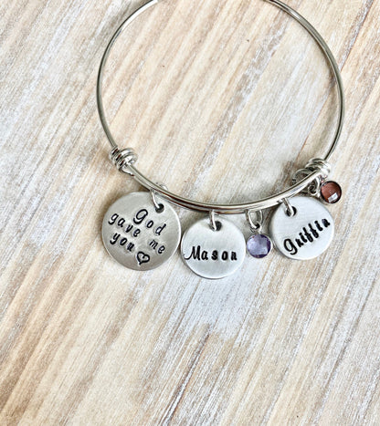 God Gave Me You Bangle Personalized Mother's Bracelet Christmas Gift for Mom Gift for Wife Mom Bangle Bracelet Religious Jewelry Mothers Day