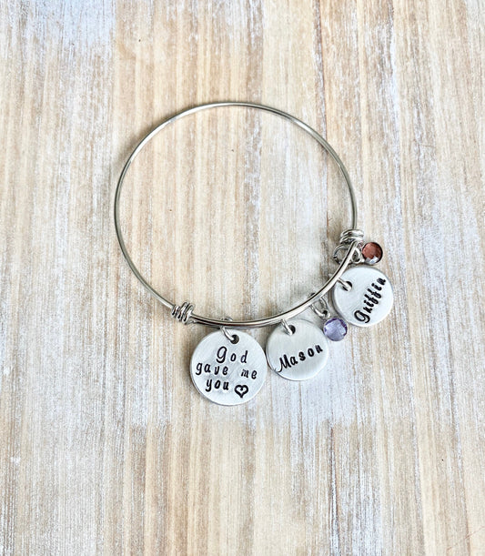 God Gave Me You Bangle Personalized Mother's Bracelet Christmas Gift for Mom Gift for Wife Mom Bangle Bracelet Religious Jewelry Mothers Day