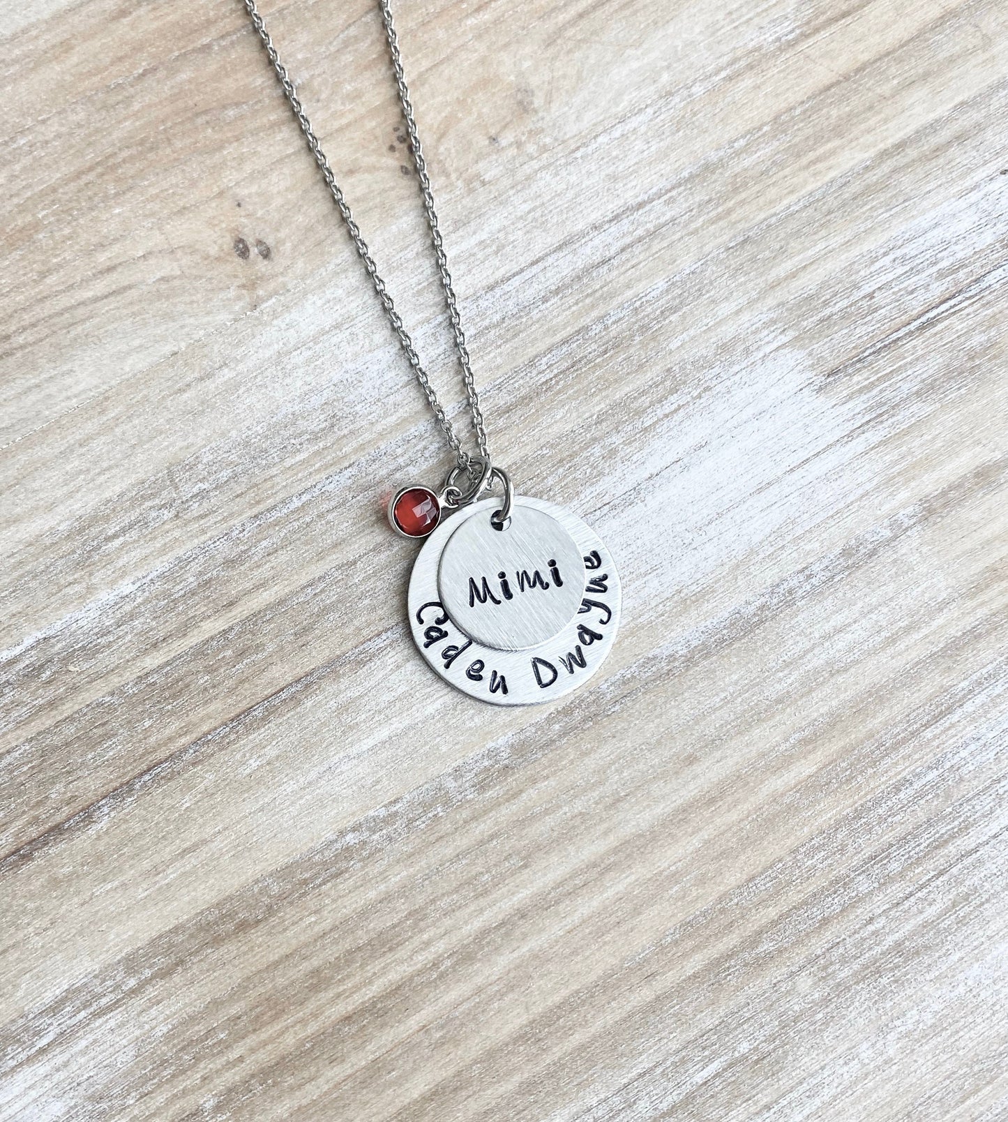 Mimi Necklace Grandchild Necklace Personalized Necklace Personalized Jewelry Handstamped Necklace Birthstone Necklace