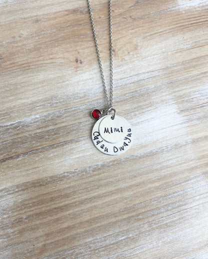 Mimi Necklace Grandchild Necklace Personalized Necklace Personalized Jewelry Handstamped Necklace Birthstone Necklace
