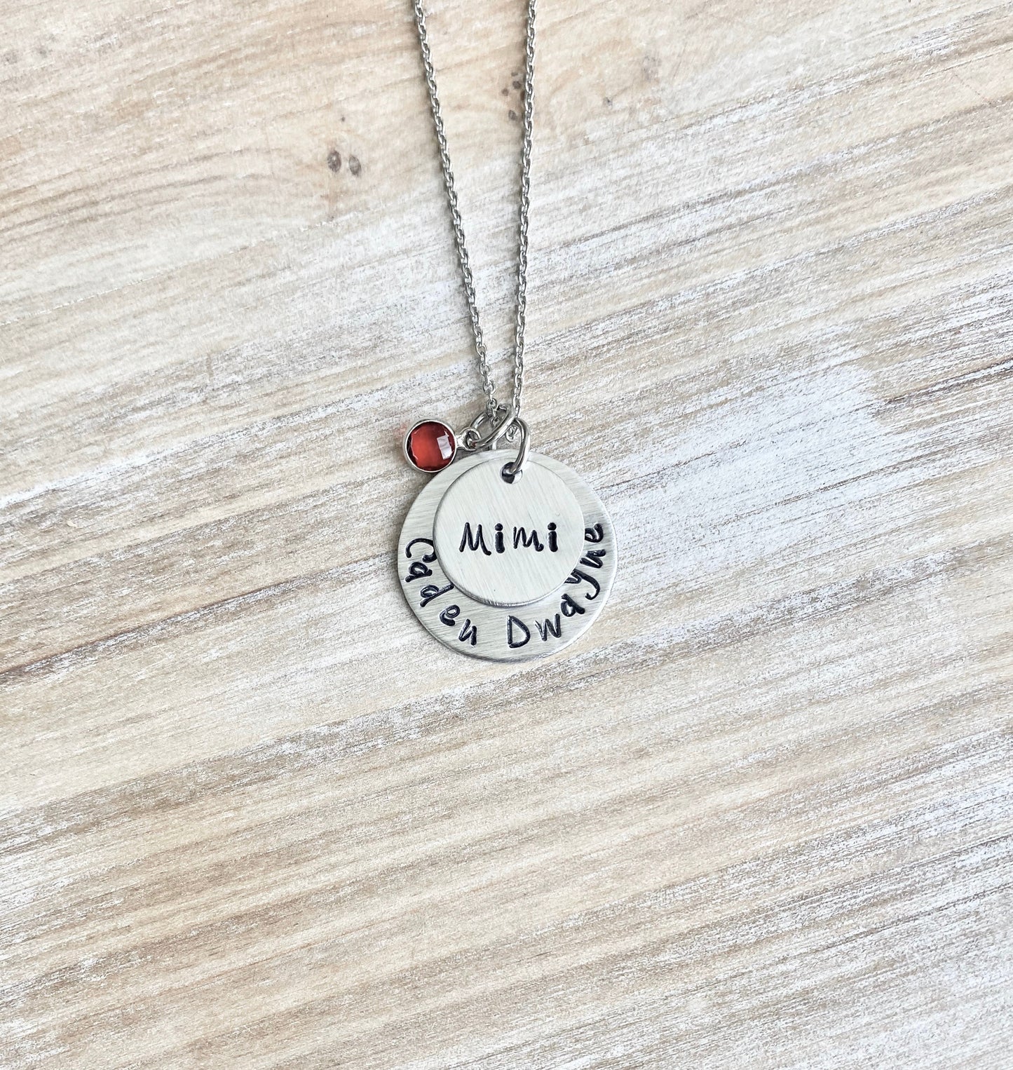Mimi Necklace Grandchild Necklace Personalized Necklace Personalized Jewelry Handstamped Necklace Birthstone Necklace
