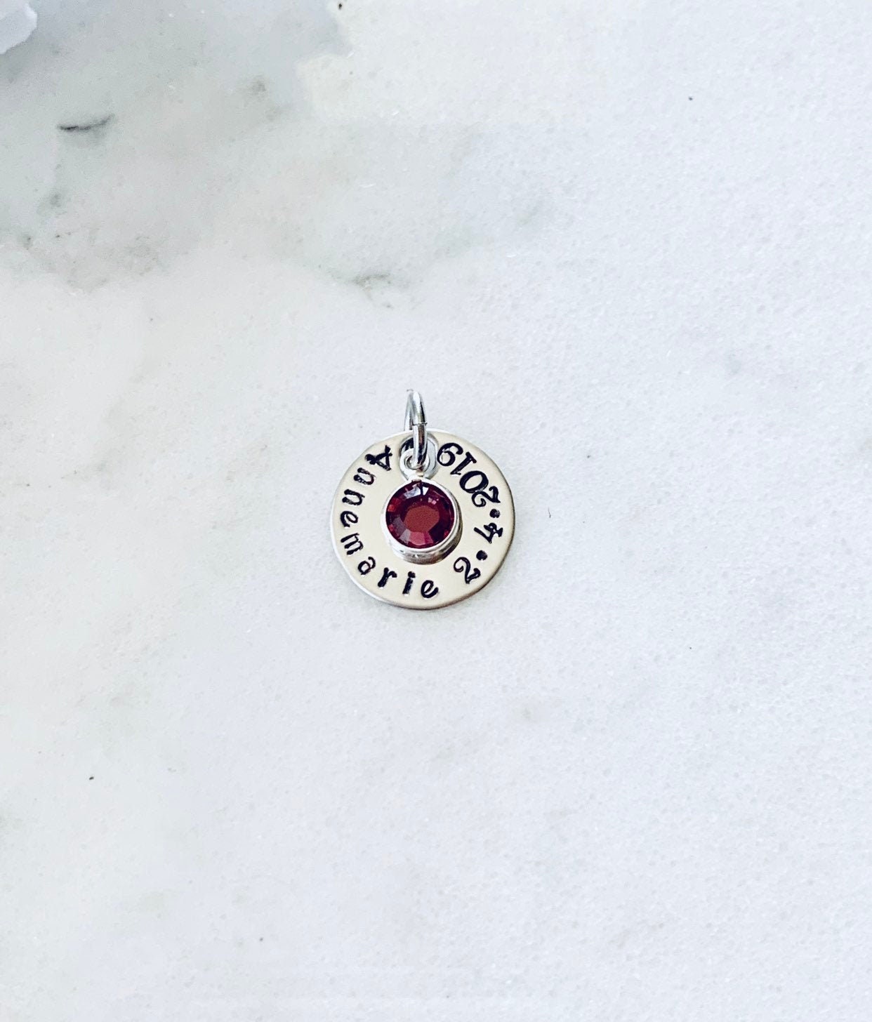 Stamped Disc Add On Additional Charm Round Disc Addon Disc with Name Disc with Birthstone Additional Disc Birthstone Disc Circle Tag