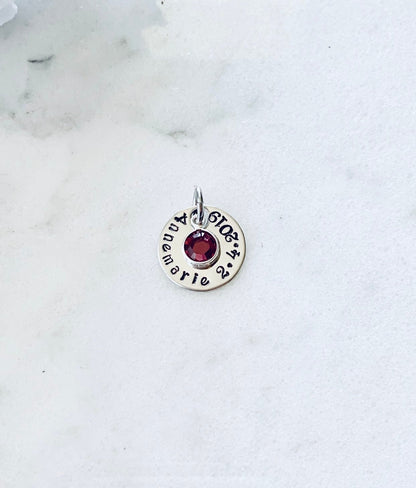 Stamped Disc Add On Additional Charm Round Disc Addon Disc with Name Disc with Birthstone Additional Disc Birthstone Disc Circle Tag