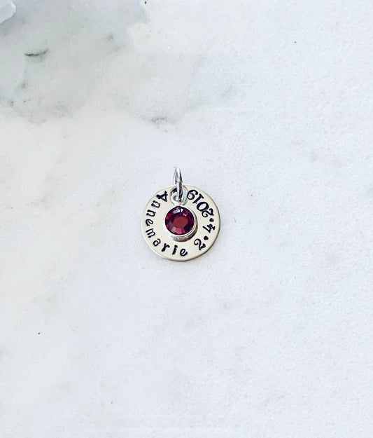 Stamped Disc Add On Additional Charm Round Disc Addon Disc with Name Disc with Birthstone Additional Disc Birthstone Disc Circle Tag