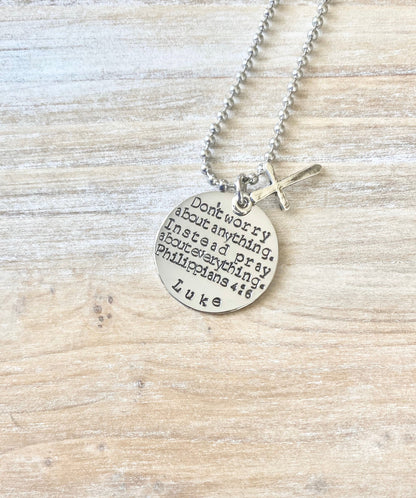 Boys Necklace Boys Necklace Boys Jewelry Cross Necklace Toddler Jewelry Boy Birthday Gift Son Easter Gift Pray about everything