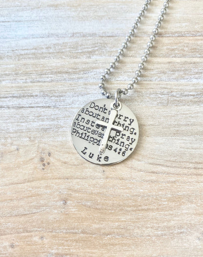 Boys Necklace Boys Necklace Boys Jewelry Cross Necklace Toddler Jewelry Boy Birthday Gift Son Easter Gift Pray about everything
