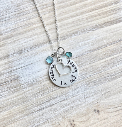 Forever in my heart Necklace Sympathy Gift Sympathy Necklace Memorial Necklace Memorial Jewelry In Memory Jewelry Handstamped Necklace