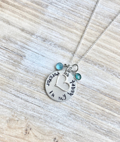 Forever in my heart Necklace Sympathy Gift Sympathy Necklace Memorial Necklace Memorial Jewelry In Memory Jewelry Handstamped Necklace