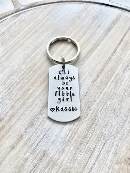 Father of the Bride Keychain – Personalized Wedding Gift from Daughter | Sentimental Keepsake for Dad | Aluminum Hand stamped Key Ring