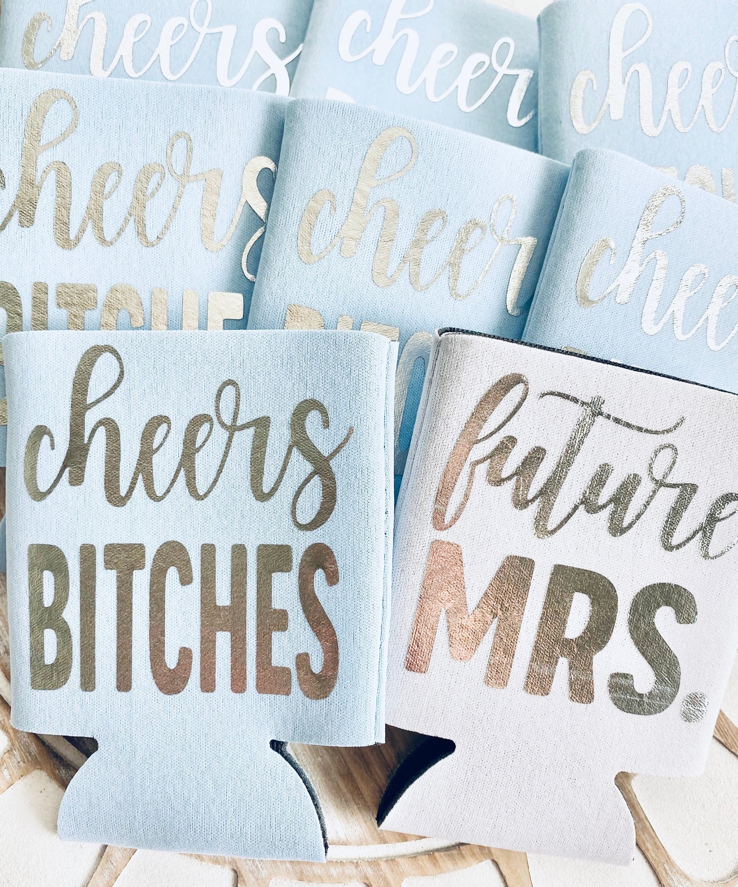 Personalized Bachelorette Can Coolers: Future Mrs. & Cheers Bitches