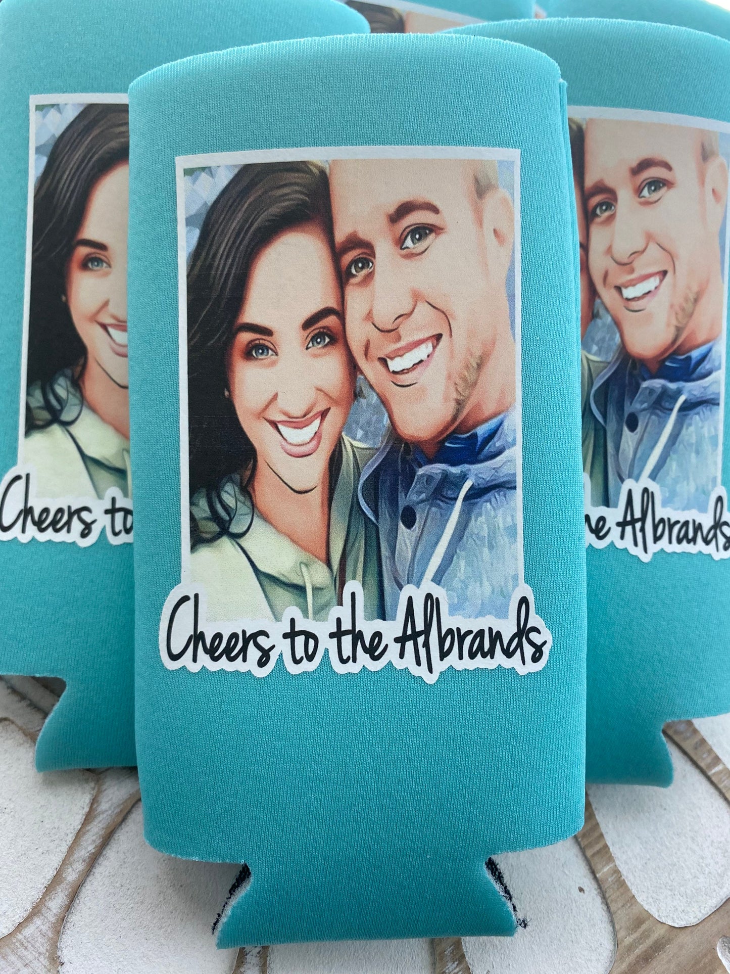 Custom Cartoon Picture Can Cooler: Bridal Shower & Party Favors