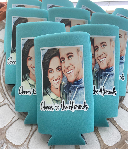 Custom Cartoon Picture Can Cooler: Bridal Shower & Party Favors