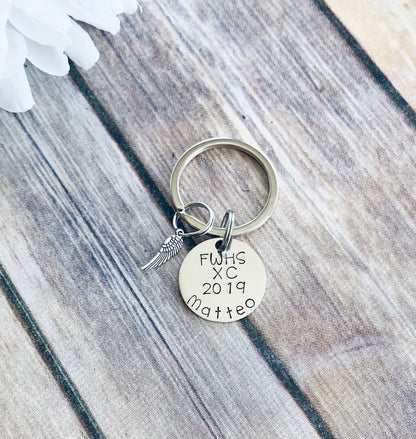 Cross Country Keychain Personalized Keychain Running Keychain Handstamped Gift Gift for Runner Running Time Gift for Track Star
