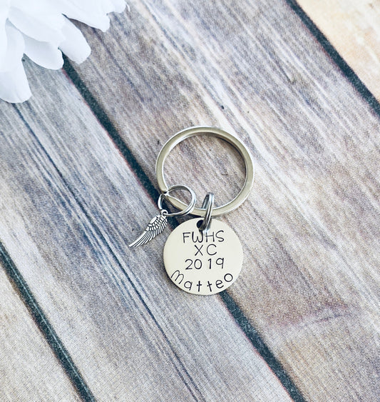 Cross Country Keychain Personalized Keychain Running Keychain Handstamped Gift Gift for Runner Running Time Gift for Track Star