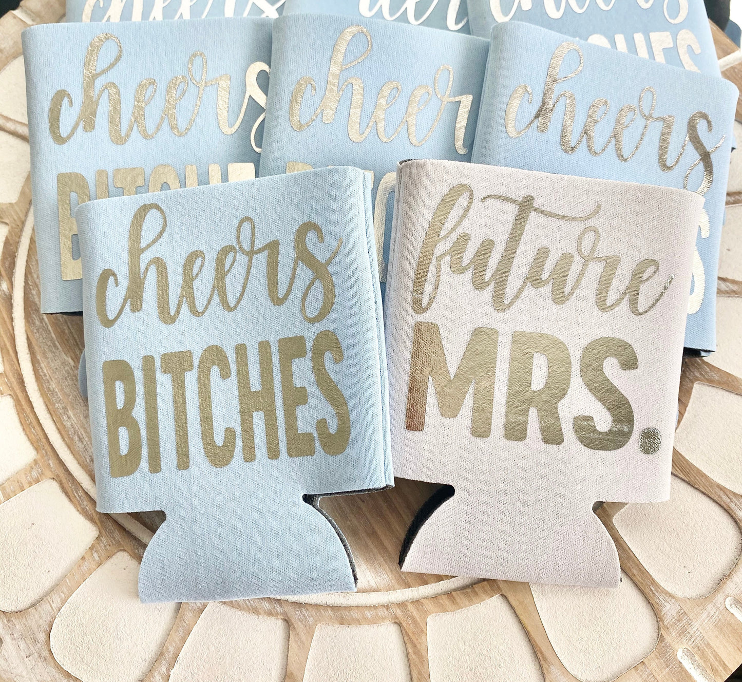 Personalized Bachelorette Can Coolers: Future Mrs. & Cheers Bitches