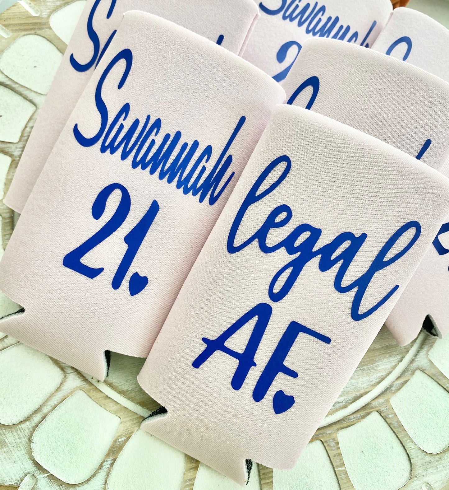 Personalized Legal AF Skinny Can Cooler: 21st Birthday Bachelorette Party Favor