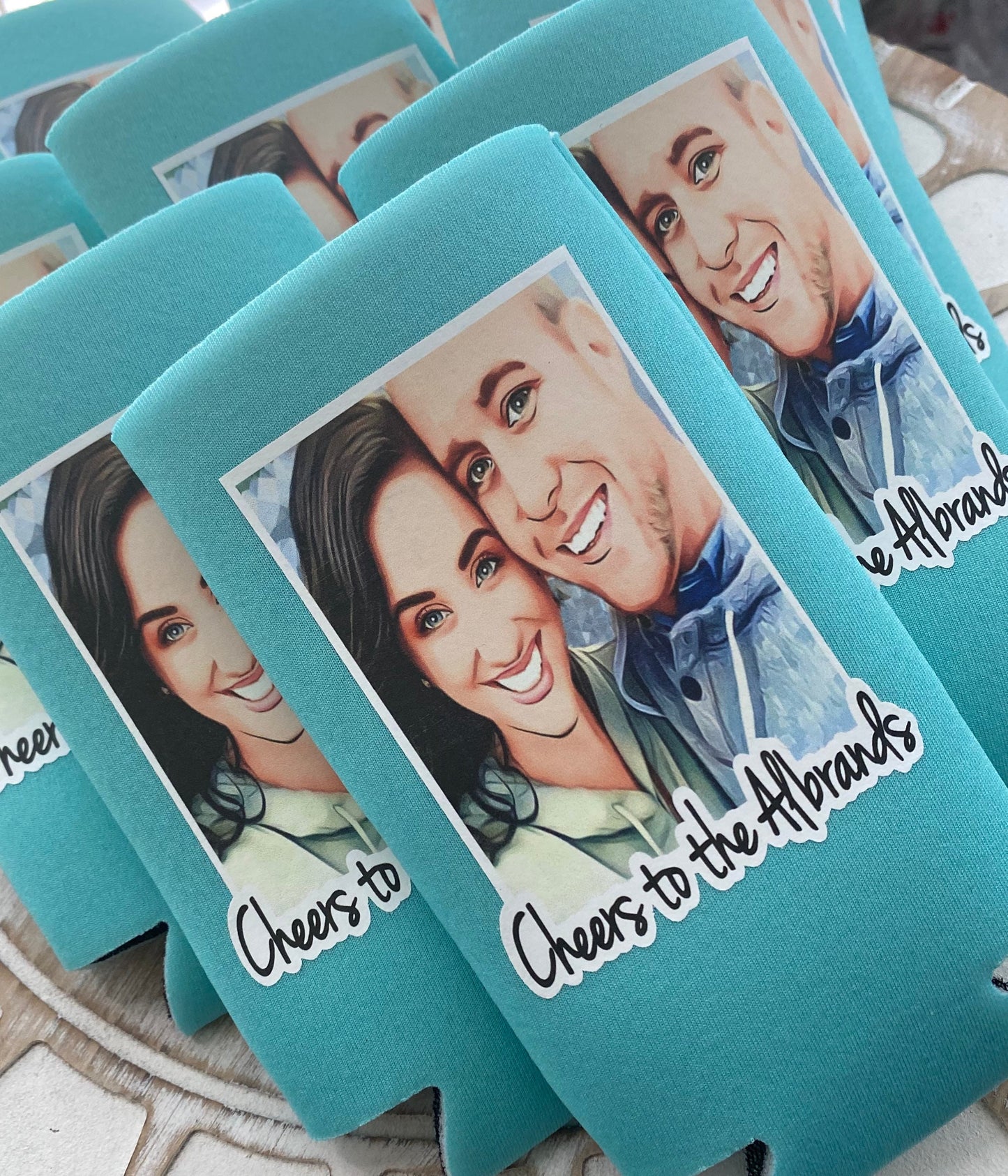 Custom Cartoon Picture Can Cooler: Bridal Shower & Party Favors