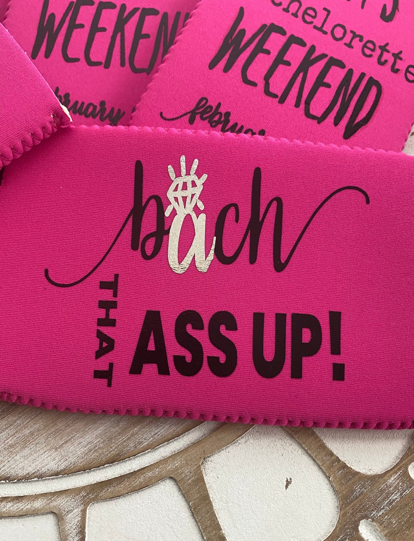 Bach That Ass Up Bachelorette Can Cooler Skinny Can Cooler Bachelorette Party Favor Bach and Boozy Bachelorette Bach Can Favor Custom Favor