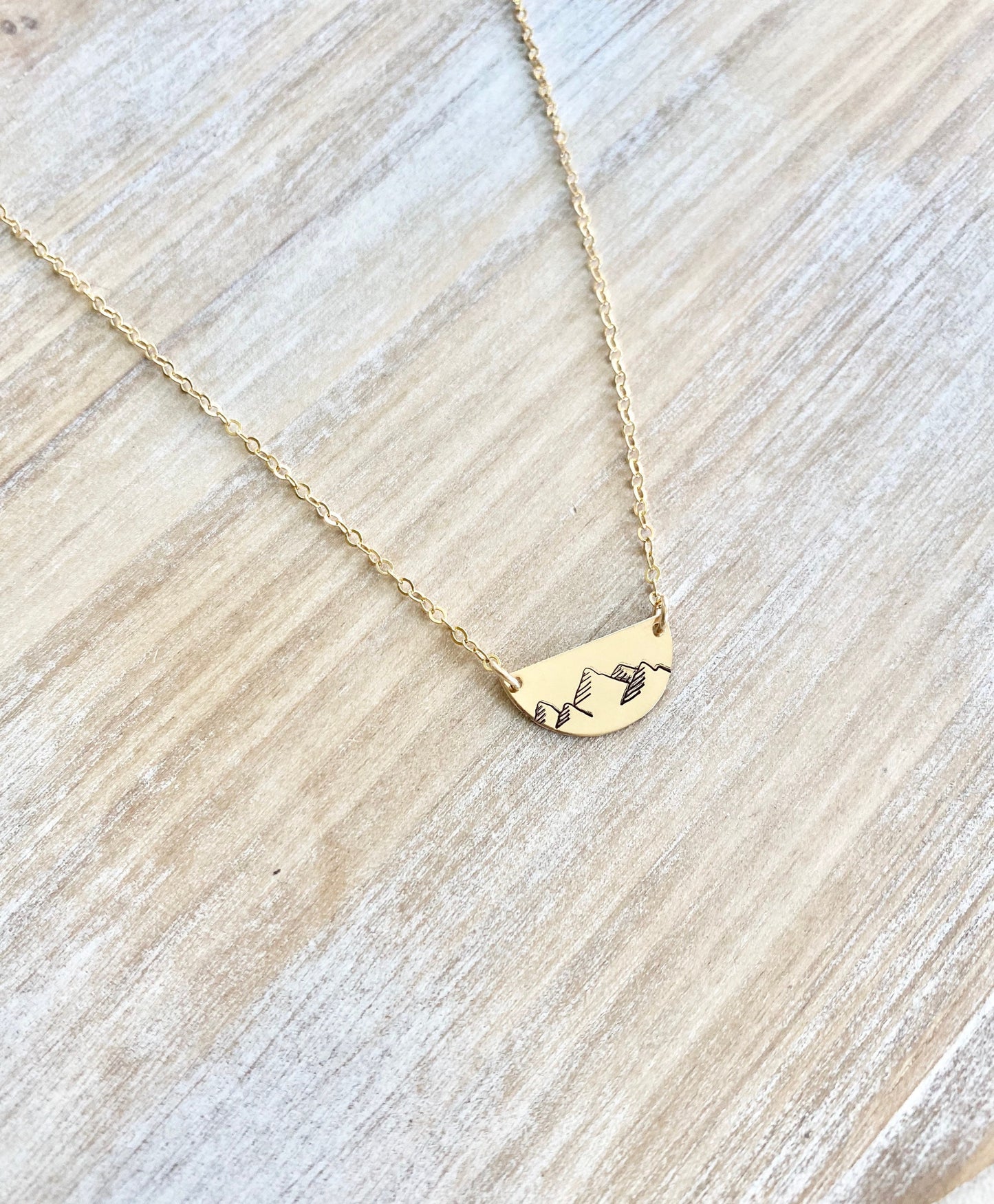 Mountain Necklace Gift for her Gold Filled Necklace for Woman Outdoor Wanderlust Jewelry Gold Half Moon Necklace