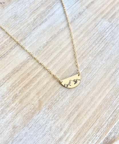 Mountain Necklace Gift for her Gold Filled Necklace for Woman Outdoor Wanderlust Jewelry Gold Half Moon Necklace