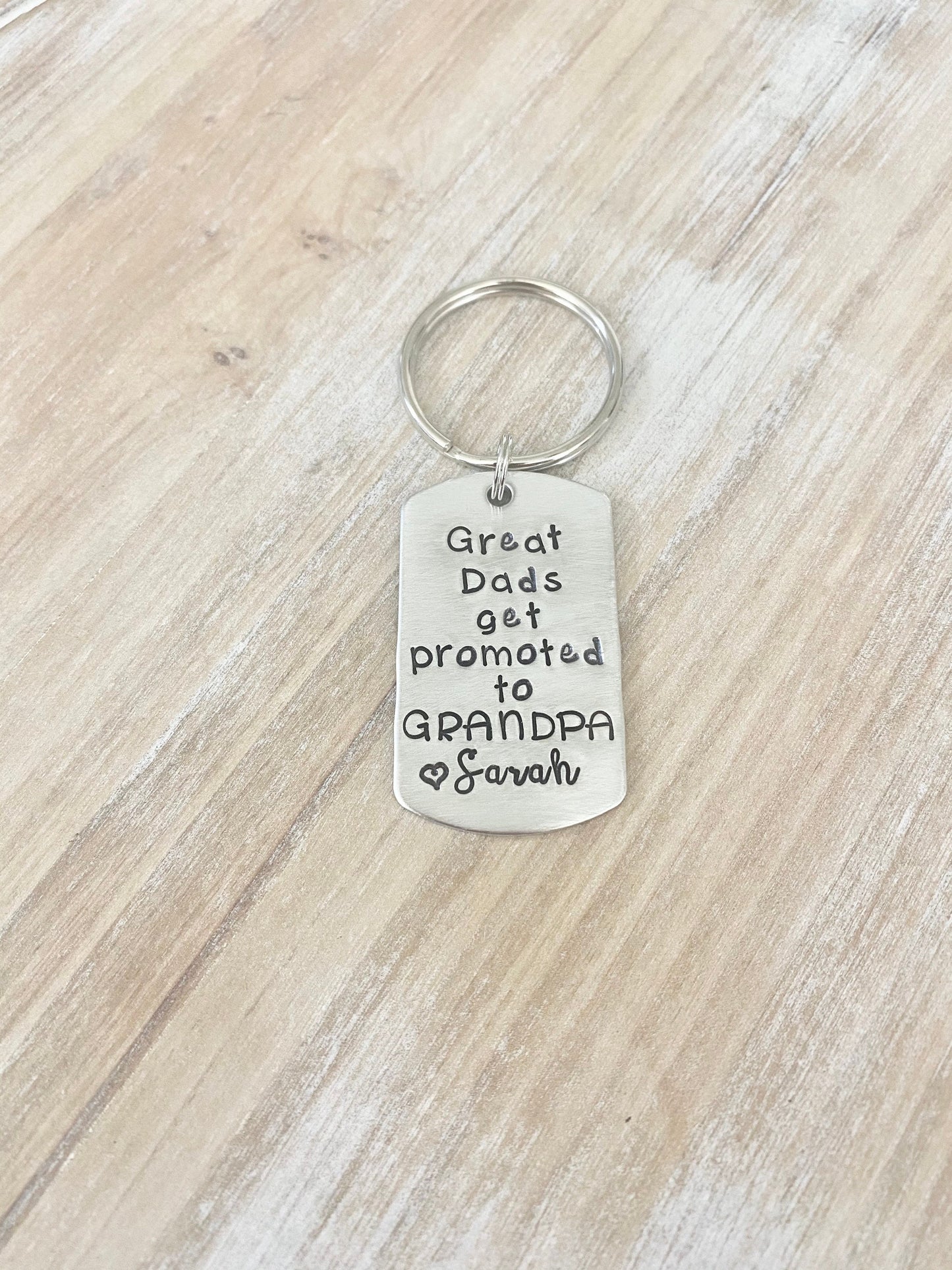 Great Dads Get Promoted to Grandpa Keychain Gift for New Dad Grandpa Keychain Handstamped Keychain Custom Keychain Dad Keychain Fathers Day