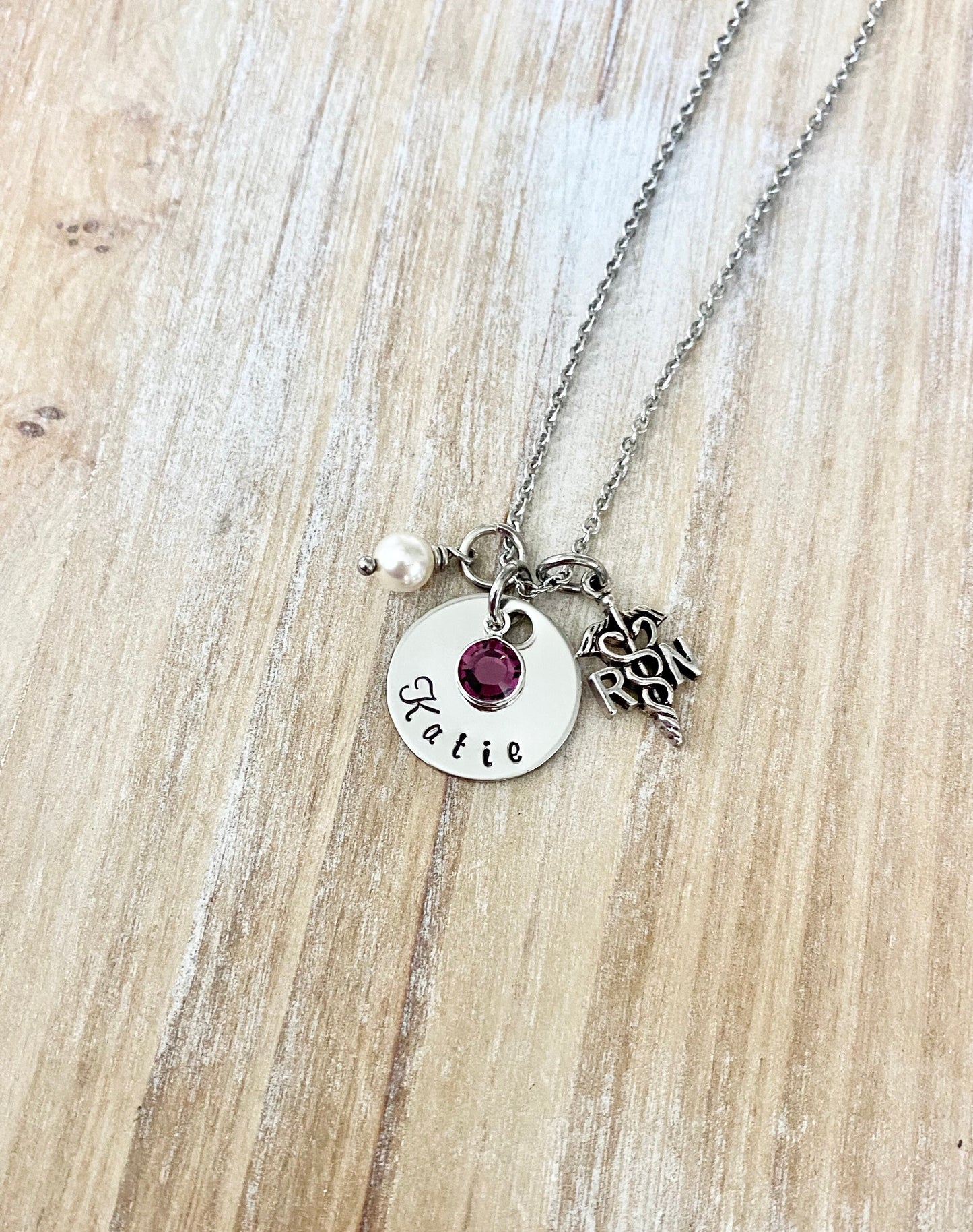 Silver Nurse Necklace Nurse Name Gift RN Necklace RN Graduate Gift Registered Nurse Jewelry