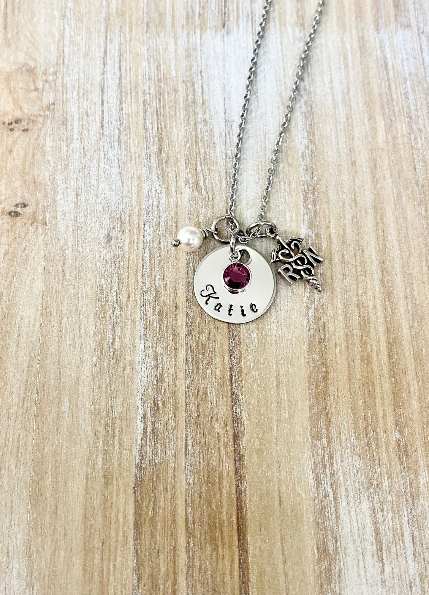 Silver Nurse Necklace Nurse Name Gift RN Necklace RN Graduate Gift Registered Nurse Jewelry
