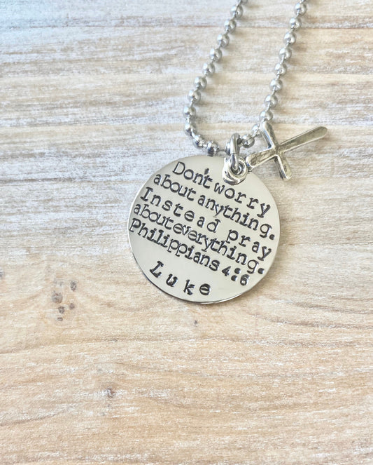 Boys Necklace Boys Necklace Boys Jewelry Cross Necklace Toddler Jewelry Boy Birthday Gift Son Easter Gift Pray about everything