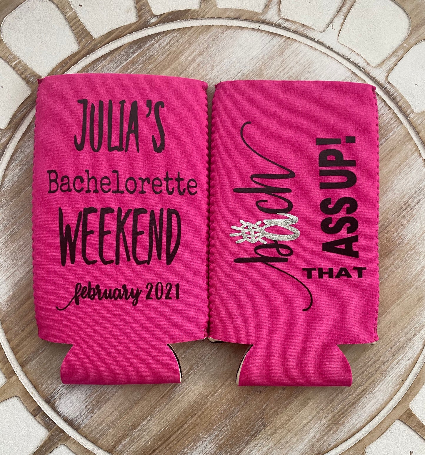 Bach That Ass Up Bachelorette Can Cooler Skinny Can Cooler Bachelorette Party Favor Bach and Boozy Bachelorette Bach Can Favor Custom Favor