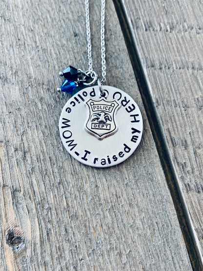 Police Mom Necklace Police Mom Jewelry I raised my HERO Personalized Necklace Police Mom Jewelry Gift for Police Mom Police Shield Jewelry