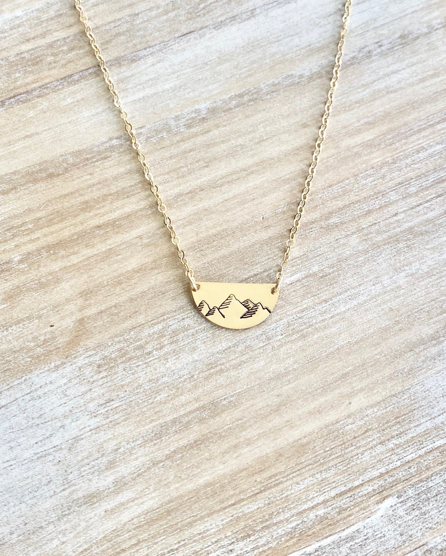 Mountain Necklace Gift for her Gold Filled Necklace for Woman Outdoor Wanderlust Jewelry Gold Half Moon Necklace