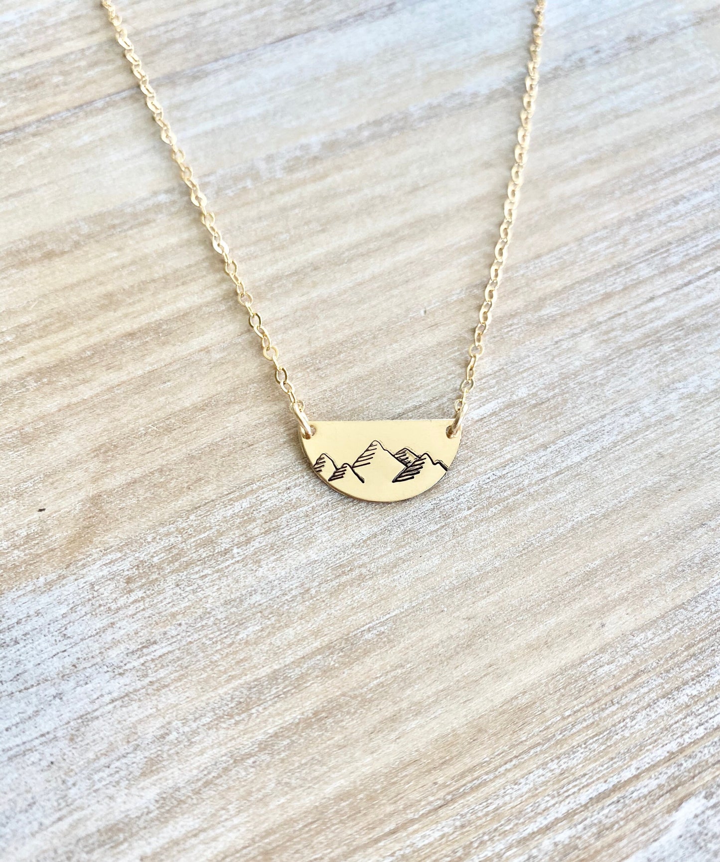Mountain Necklace Gift for her Gold Filled Necklace for Woman Outdoor Wanderlust Jewelry Gold Half Moon Necklace