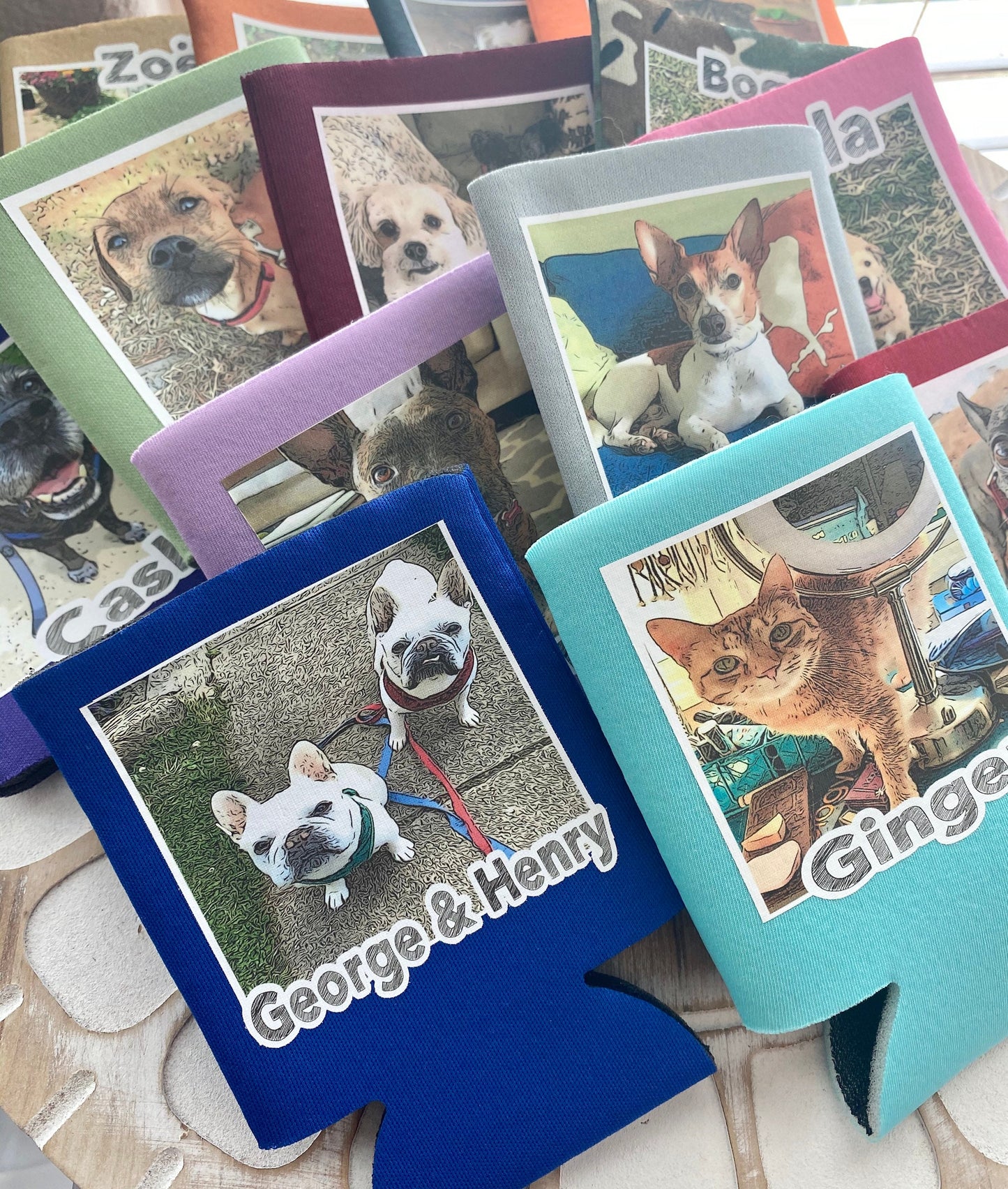Custom Pet Photo Can Cooler: Personalized Dog Mom Gift