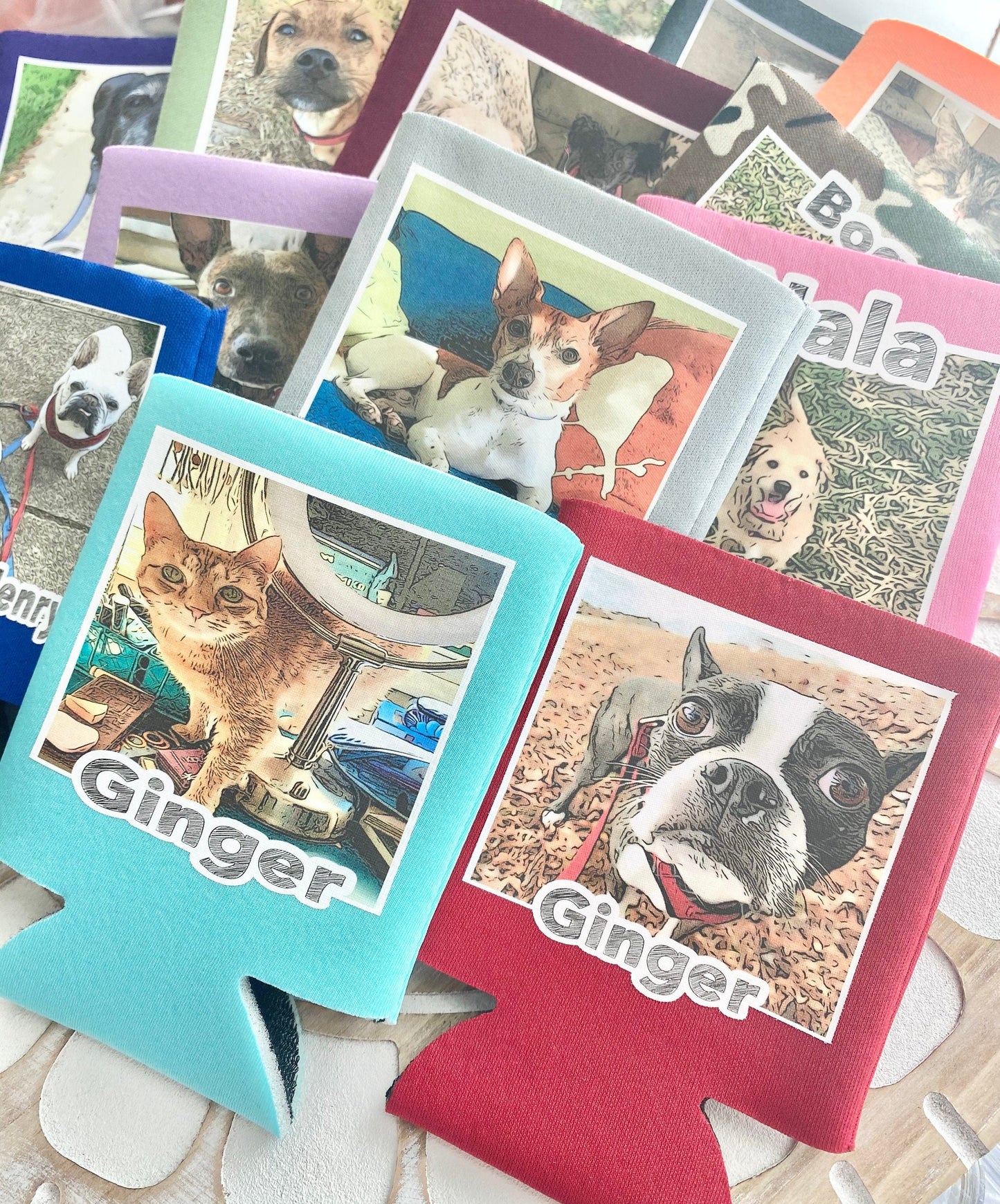 Custom Pet Photo Can Cooler: Personalized Dog Mom Gift