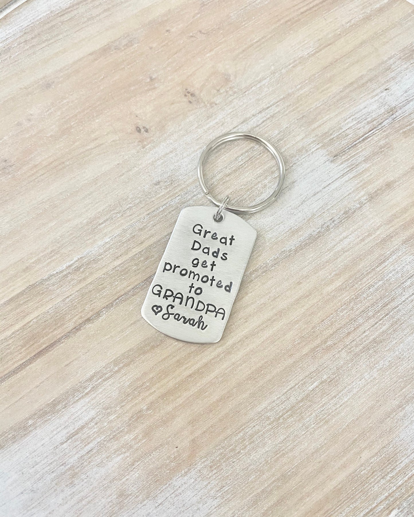 Great Dads Get Promoted to Grandpa Keychain Gift for New Dad Grandpa Keychain Handstamped Keychain Custom Keychain Dad Keychain Fathers Day