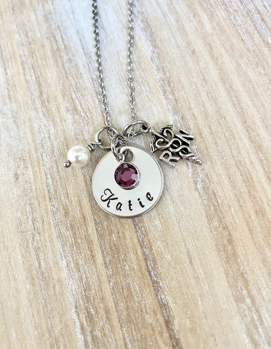 Silver Nurse Necklace Nurse Name Gift RN Necklace RN Graduate Gift Registered Nurse Jewelry