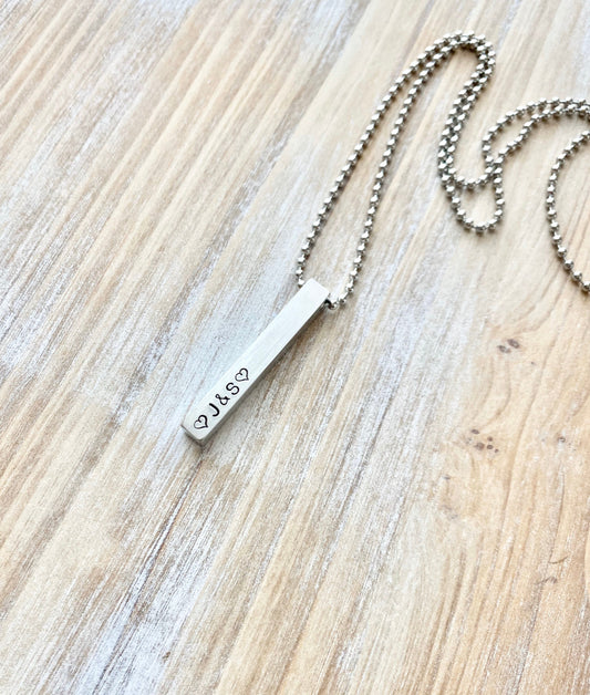 Bar Necklace Mens Necklace Gift for Dad Fathers Day Gift Handstamped Necklace Stainless Steel Bar Custom Necklace Personalized Necklace