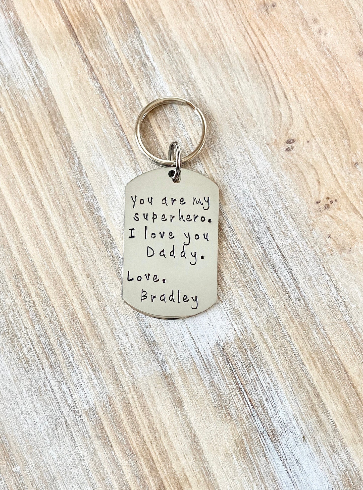 Super hero Dad Keychain Gift for New Dad  Love Daddy Keychain Handstamped Keychain Custom Keychain Dad Keychain Fathers Day Gift from Son