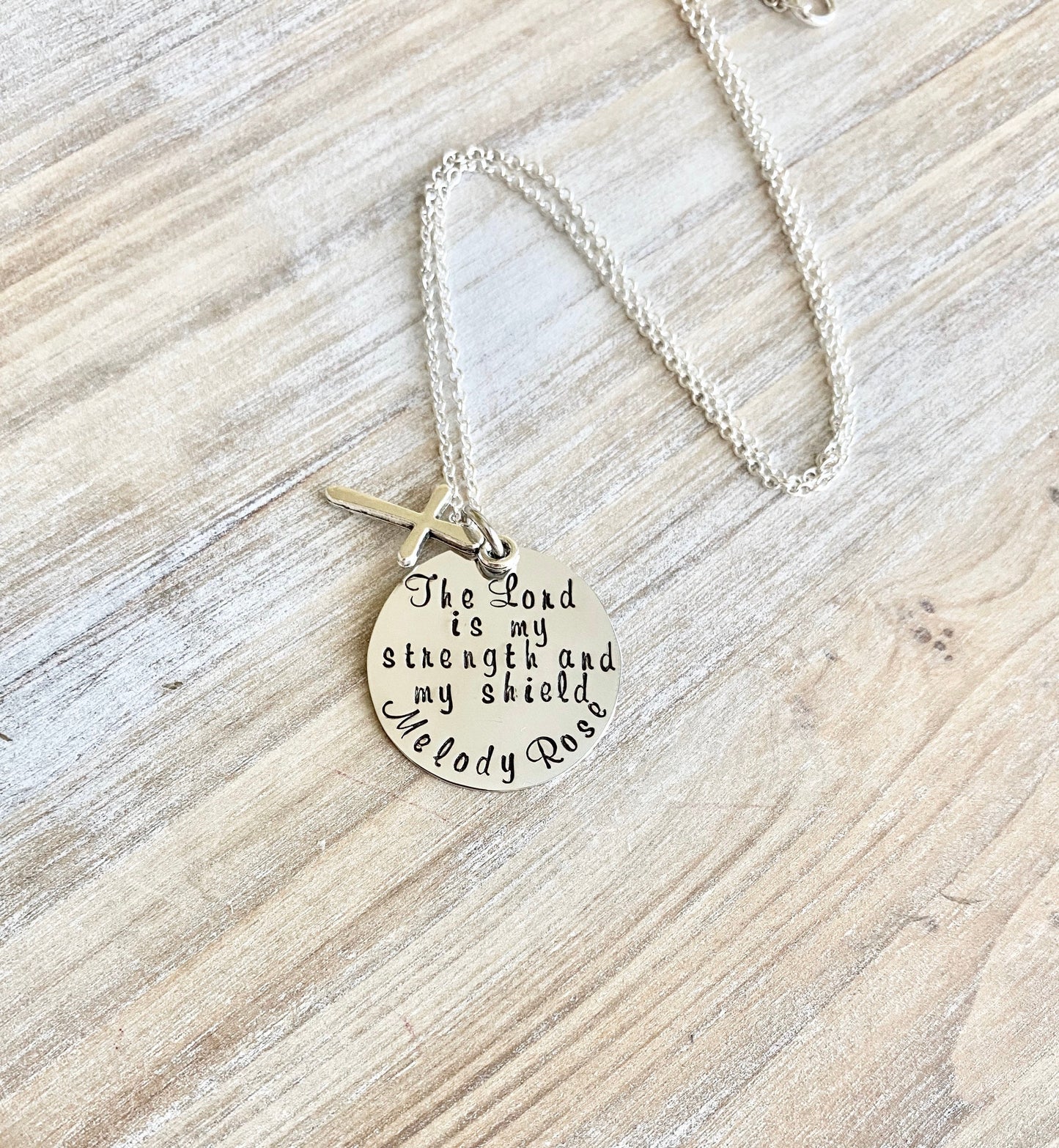 Girls Cross Necklace Baptism Necklace Boys Jewelry Cross Necklace Toddler Jewelry Boy Birthday Gift Son Easter Gift Lord is my Strength