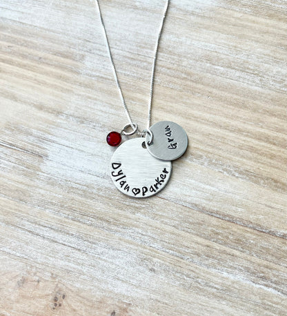 Gram Necklace Grandchild Necklace Personalized Necklace Personalized Jewelry Handstamped Necklace Birthstone Necklace
