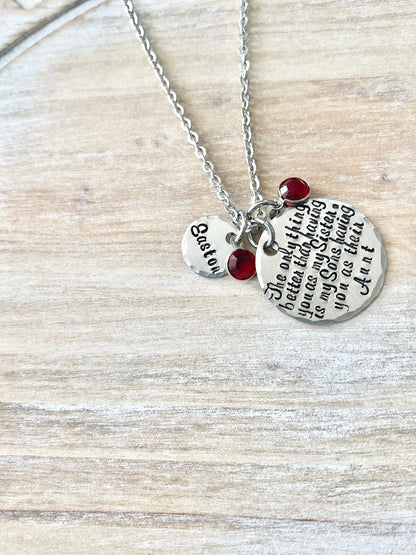 Aunt Quote Necklace Gift for Sister Aunt Necklace Auntie Jewelry Personalized Jewelry Handstamped Jewelry Name Necklace Auntie Necklace