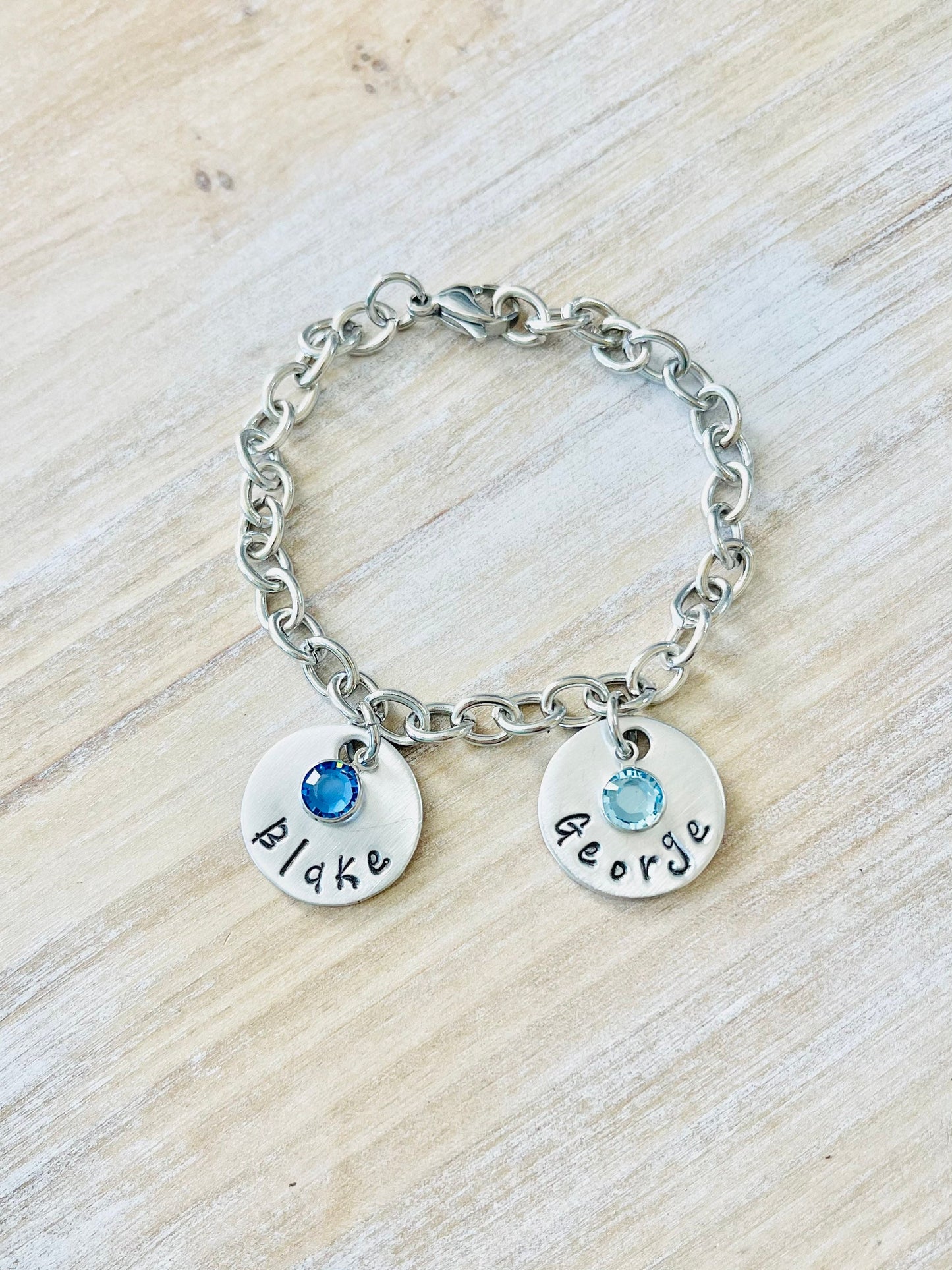 Personalized Charm Bracelet Grandma Bracelet Grandchild Bracelet Handstamped Jewelry Mom Charm Bracelet Grandma Gift Mothers Day Gift