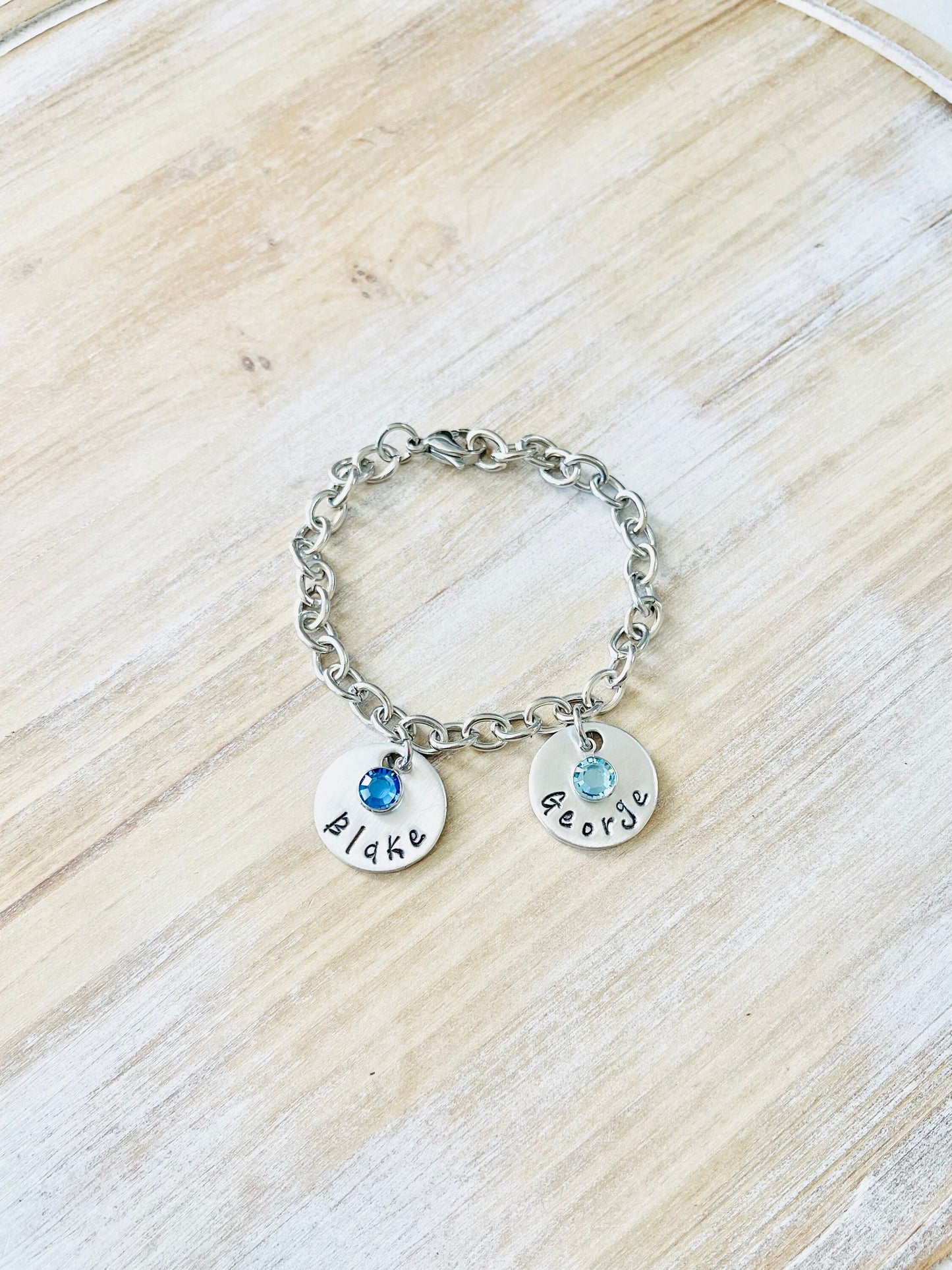 Personalized Charm Bracelet Grandma Bracelet Grandchild Bracelet Handstamped Jewelry Mom Charm Bracelet Grandma Gift Mothers Day Gift