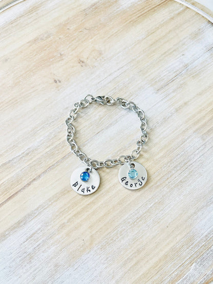 Personalized Charm Bracelet Grandma Bracelet Grandchild Bracelet Handstamped Jewelry Mom Charm Bracelet Grandma Gift Mothers Day Gift