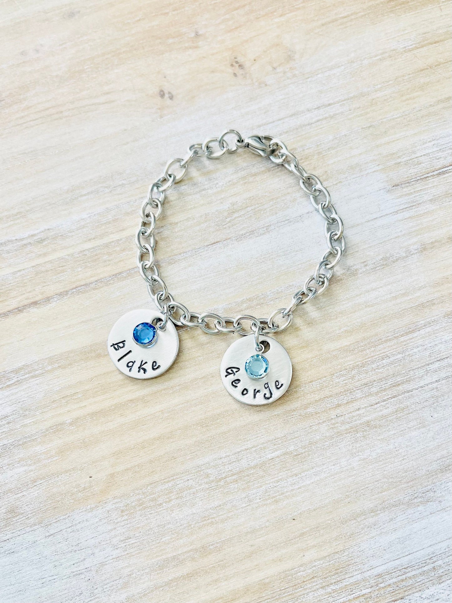 Personalized Charm Bracelet Grandma Bracelet Grandchild Bracelet Handstamped Jewelry Mom Charm Bracelet Grandma Gift Mothers Day Gift